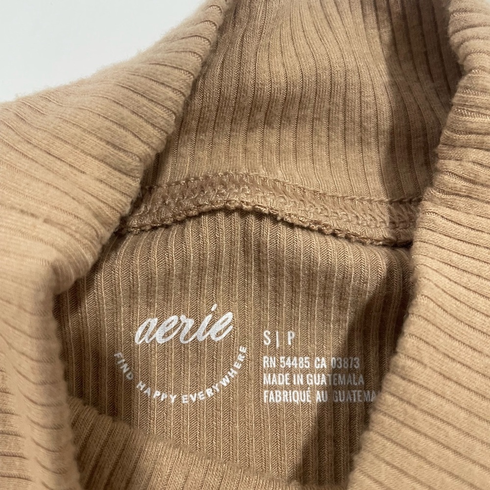 Tan, Mock Turtle Neck Bodysuit